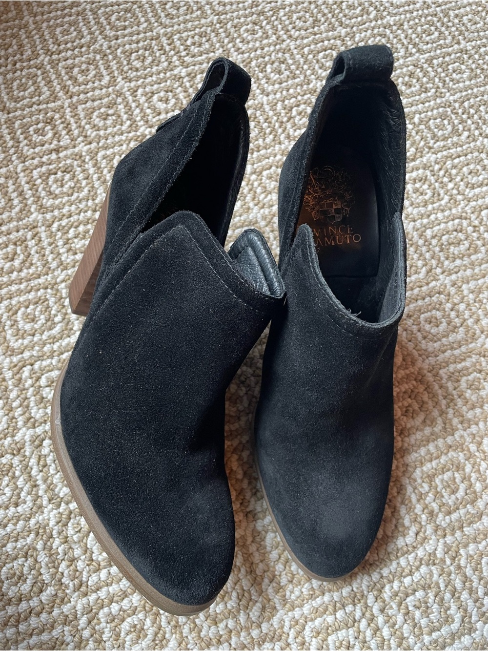 Vince Camuto Black Suede Split Shaft Style Ankle Booties Size 8.5